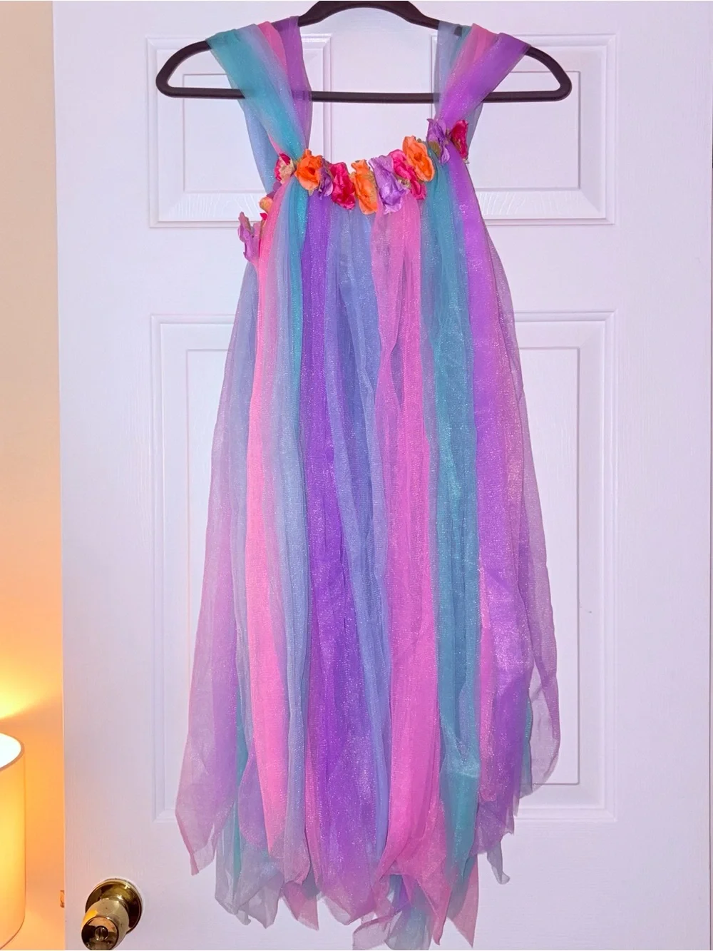 Pastel Rainbow Tulle Fairy Dress & Matching Flower ribbon Headpiece Set